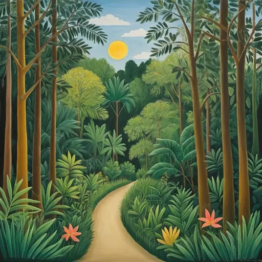 Prompt: draw a picture in the style of Henri Rousseau
