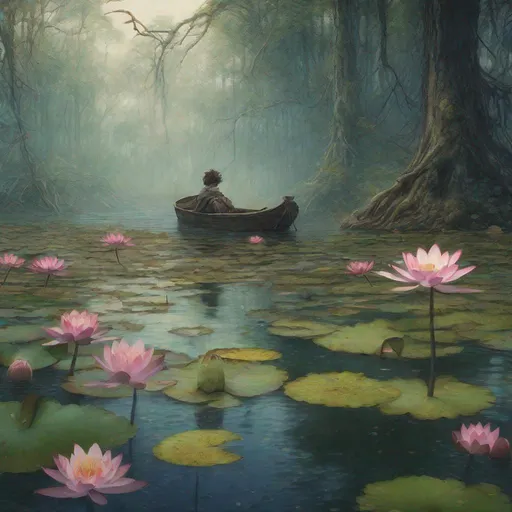 Prompt: vibrant colors, lotos flowers, mystic forest ,insanity scene from a movie , forest, dramatic shot angle,  atmospheric particles,
Real, raw cinematic photorealism, action portrait, 8k, detailed, centered, full frame
illustration of a lake, water lily, forest, fantasy art, intricate details, style Jean - Baptiste Monge, style Alan Lee, art by M A R I , ultra hd, realistic, vivid colors, highly detailed, UHD drawing, pen and ink, perfect composition, beautiful detailed intricate insanely detailed octane render trending on artstation, 8k artistic photography, photorealistic concept art, soft natural volumetric cinematic perfect light