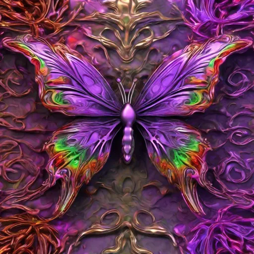 Prompt: beautiful freeform colorful chaos epic bold, 3D, HD, {one}({liquid metal {Celtic}butterfly} with {purple gold pink green red silver blood}ink), expansive psychedelic background, hyper realistic, uber detailed, 64k, high quality, sharp focus, studio photo, intricate details, highly detailed --s98500