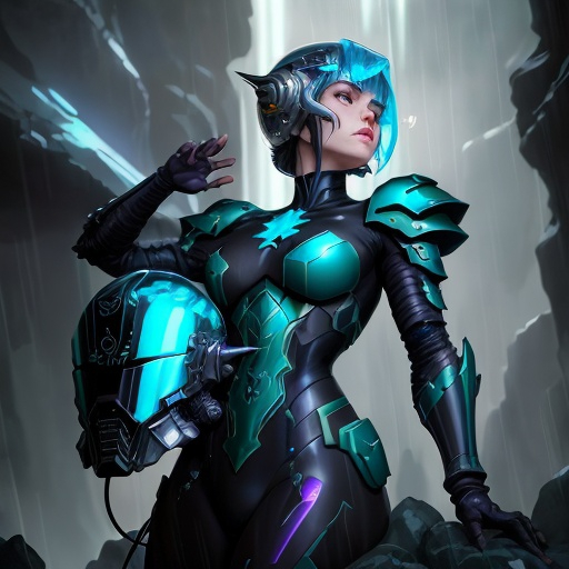 Prompt: Double exposure; glossy grizzled goblin warlock teal-colored mottled skin, crouching beneath armored helmet, in heavy rain, futuristic exosuit various poses, expressions, waterfalls, intense blacks, exposed_rocks with black layer; waxy_purple_amber_green , detailed, futuristic, photorealistic, maximalist; Makoto Shinkai, J.C. Leyendecker, ilya Kuvshinov, Royo, Karol Bak, Alphonse Mucha, Jordan Grimmer, Greg Rutkowski