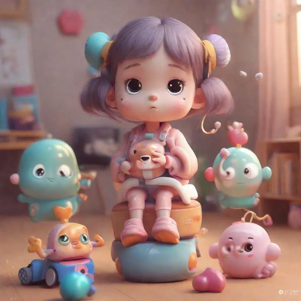 Prompt: Cute and adorable cartoon, surrealism, super cute, trending on artstation, Toys 3D, kawaii, girl