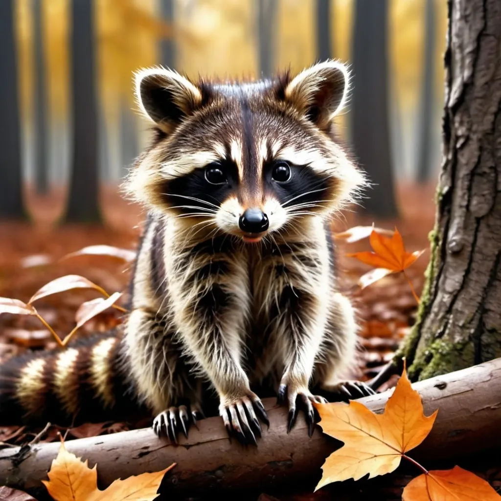 Prompt: baby raccoon in autumn forest, photorealism, high quality🩷
#raccoon​