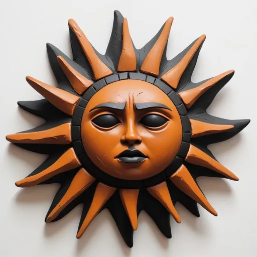 Prompt: sun toy sculpture loving brutalist abstract clay brutal brown on black  painting style on white