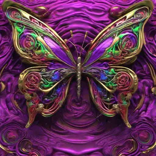 Prompt: beautiful freeform colorful chaos epic bold, 3D, HD, {one}({liquid metal {Celtic}butterfly} with {purple gold pink green red silver blood}ink), expansive psychedelic background, hyper realistic, uber detailed, 64k, high quality, sharp focus, studio photo, intricate details, highly detailed --s98500