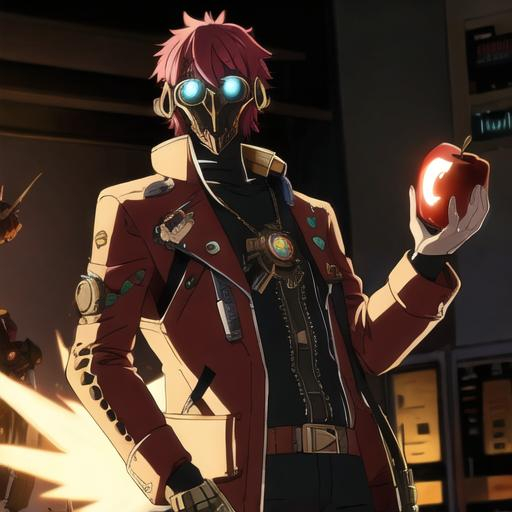 Prompt: Exploding alien steampunk style holding apple ipad in his hands