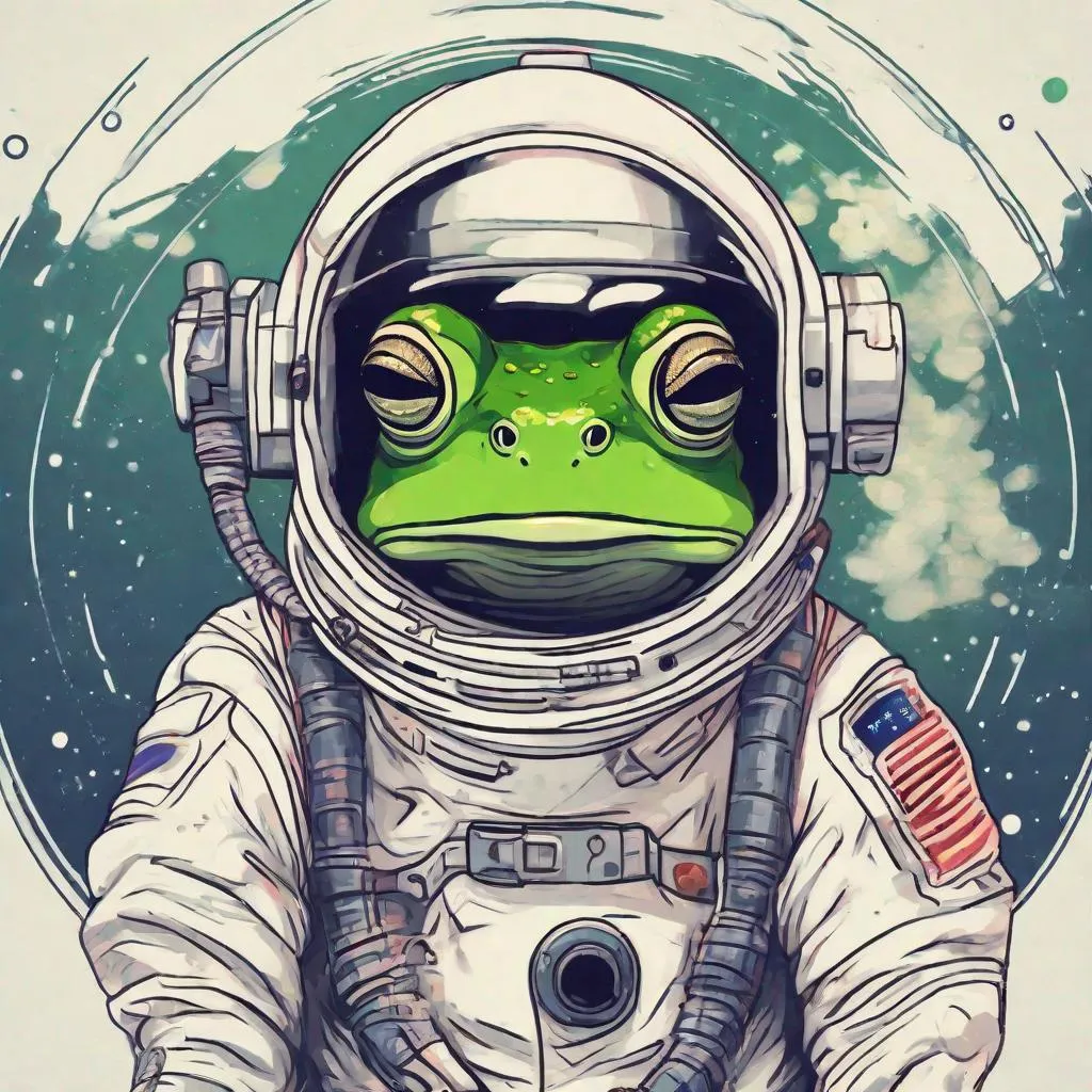 Prompt: astronout 2d with frog head