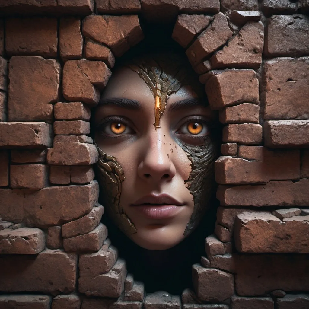 Prompt: a face emerging out of a wall detailed matte painting, deep color, fantastical, intricate detail, splash screen, complementary colors, fantasy concept art, 8k resolution trending on Artstation Unreal Engine 5