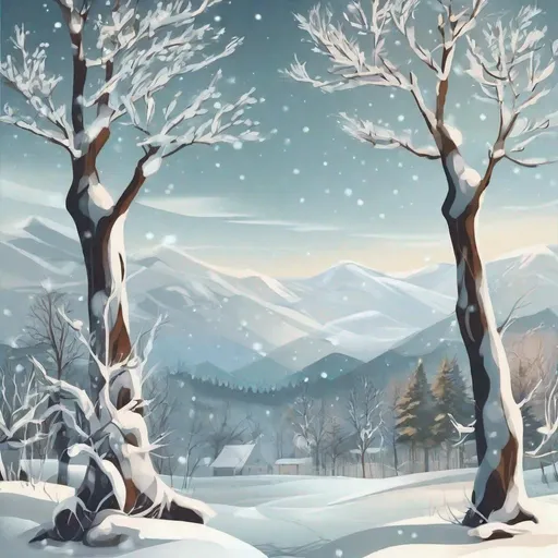 Prompt: a calendar with a beautiful winter landscape