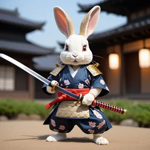 Prompt: Rabbits as Samurai warriors with shiny Katanas ; usagi, ukiyo-e, Hyperdetailed and Realistic, luminous and shiny, Professional photography, bokeh, natural lighting, canon lens, shot on dslr 64 megapixels sharp focus