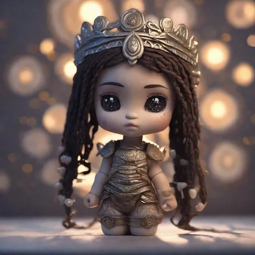 Prompt: Tribal Porcelaine Princes, Chibi, Mysterious lighting, braided hair, 