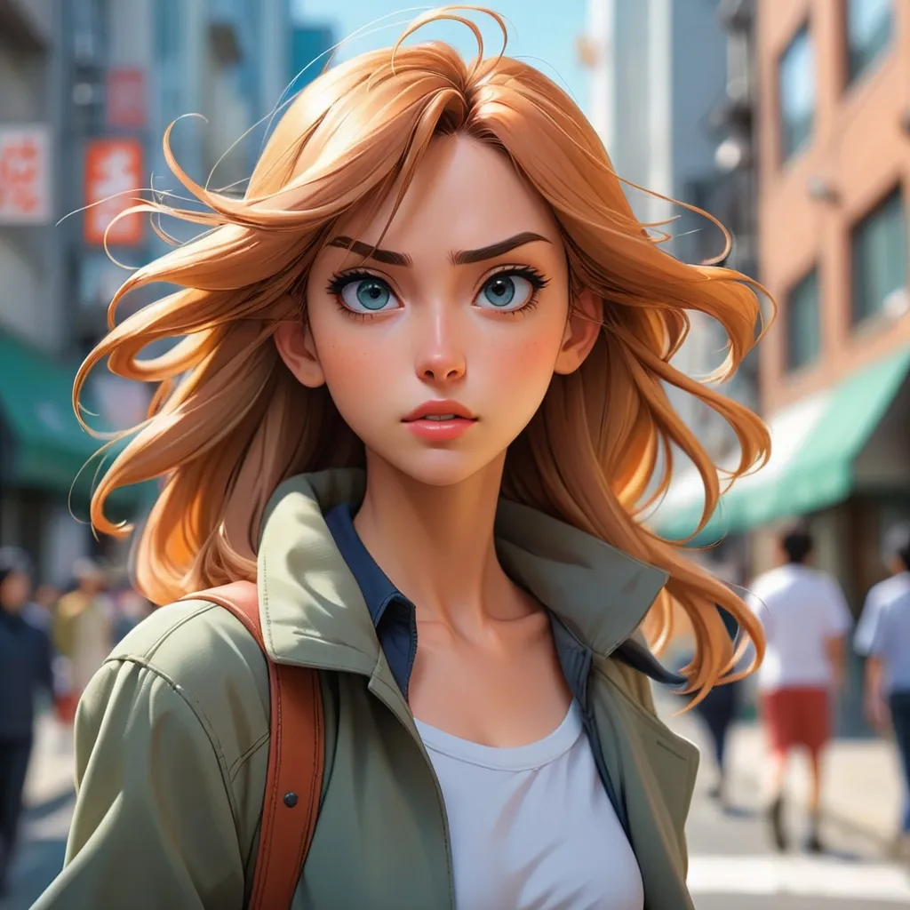 Prompt: (best-quality:0.8),
(best-quality:0.8), perfect anime illustration, extreme closeup portrait of a pretty woman walking through the city