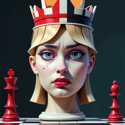 Prompt: chess queen, constructivist glitch art 