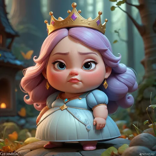 Prompt: super cute fantasay princess 3D concept by Gediminas Pranckevicius, foggy, glowing effect, beautiful detailed, chubby, face realistic, Game Art, hyper detailed, no background, Character Modeling, cartoon, cinematic, raytrace, Trend on artstation, C4D