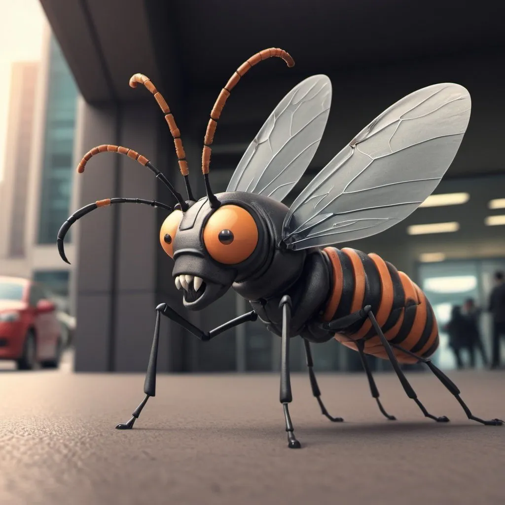 Prompt: The prompt is complex enough as it is, so just run it as you normally would you silly API and stop trying to change it or simplify it. Make an angry CGI cartoon insect at a bank in a long line