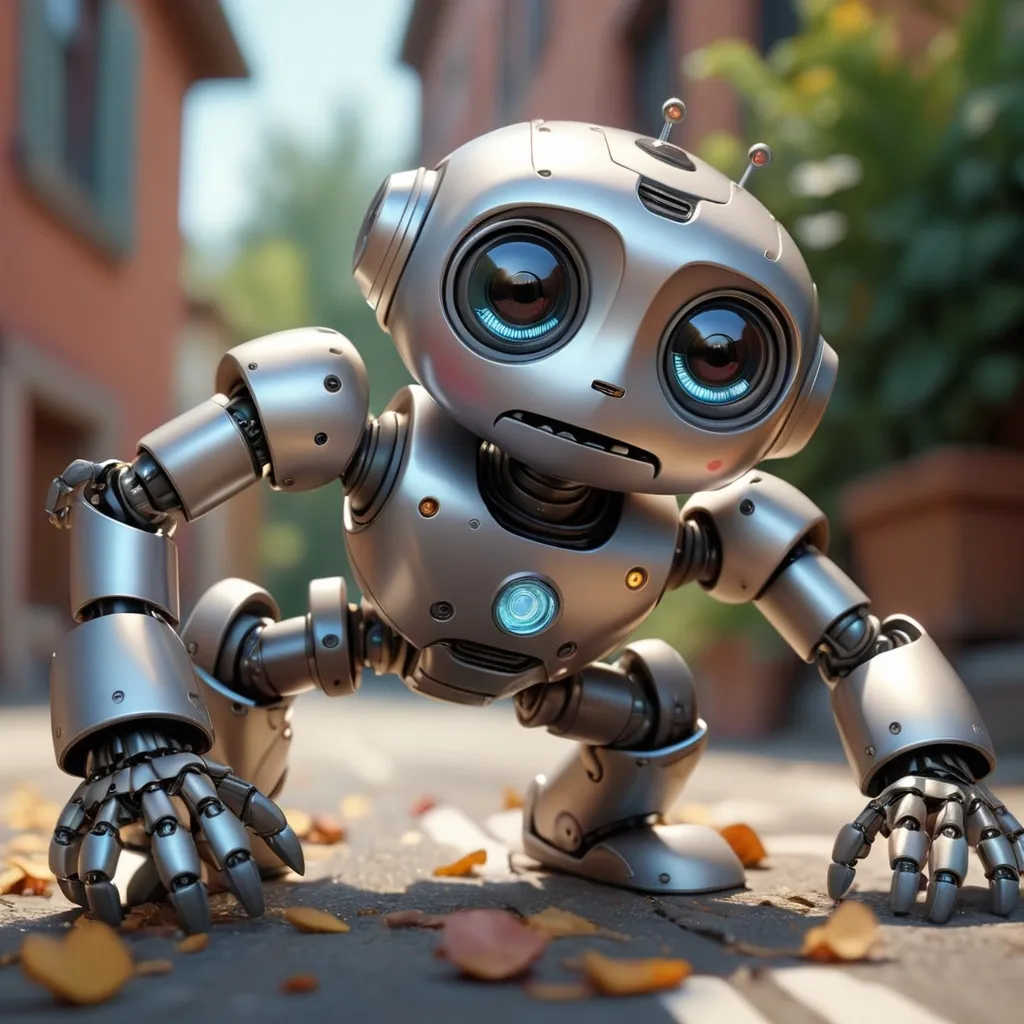 Prompt: Funny cute robot falling down, hyperrealistic, super detailed, 8k, high quality, sharp focus, intricate details, highly detailed, 3D hyperrealistic, sharp detail, masterpieces, realistic, photo-realistic, 8k, highly detailed, full length frame, High detail RAW color art, diffused soft lighting, shallow depth of field,hyperrealism, cinematic lighting, centered composition 