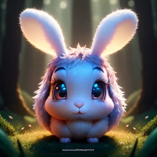 Prompt: Disney Pixar style cute rabbit, highly detailed, fluffy, intricate, big eyes, adorable, beautiful, soft dramatic lighting, light shafts, radiant, ultra high quality octane render, daytime forest background,bokeh, hypermaximalist