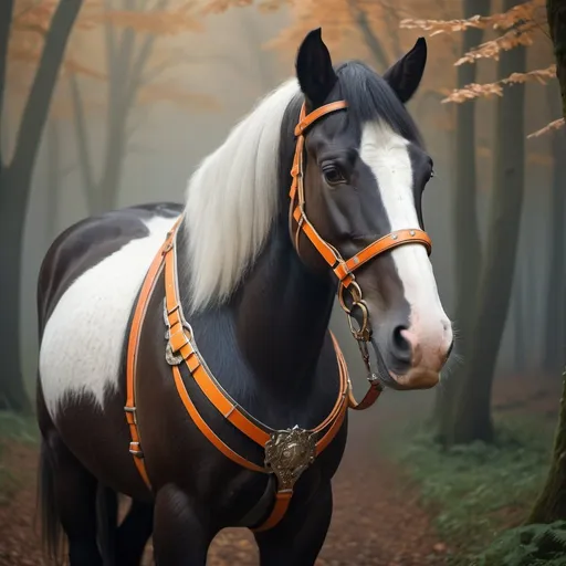 Prompt: Photorealistic beautiful Shire horse, in the forest, mystical silver lighting, beautiful orange harness and decorations, full-length, fog, haze, glow, filigree, cinematic, background, high detail of face and body, aesthetically pleasing, beautiful, realistic, close-up, high resolution, 4k, professional photo, 30mm lens, ISO 100, 1/250s, soft lighting
v.1.3

