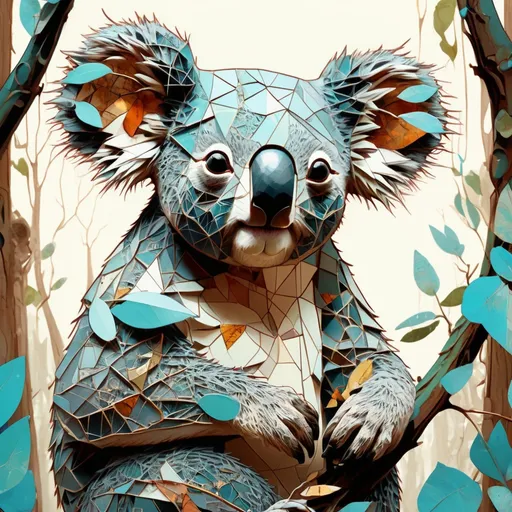 Prompt: ancient Koala,  highly detailed, intricate motifs, organic tracery, perfect composition, digital painting, artstation, concept art, smooth, sharp focus, illustration, Carne Griffiths, pixar, Victo ngai, Jean Baptiste Monge, shiny aura, old but robust, bright but deep 