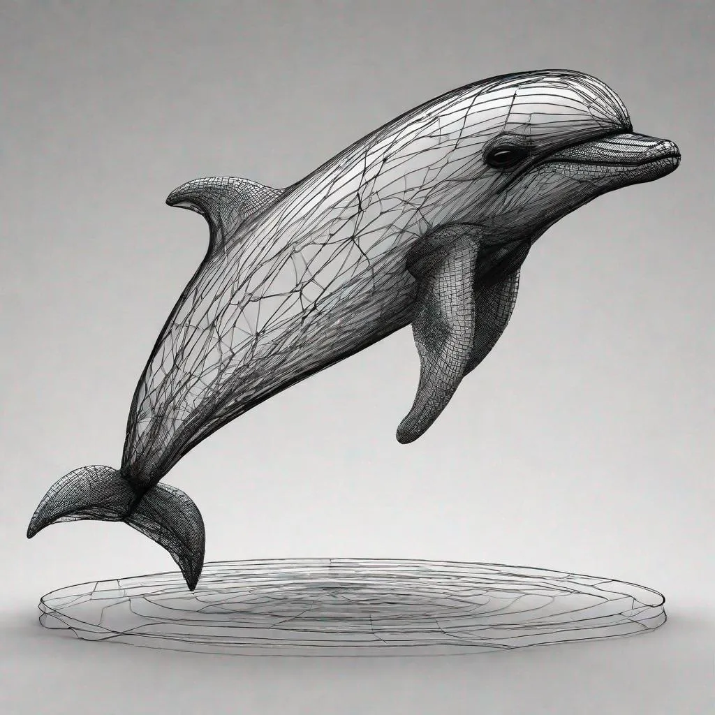 Prompt: 3d wire vector dolphin
