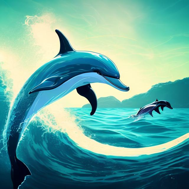 Prompt: "Modern logo design of a digital dolphin leaping gracefully over waves, with a sleek, futuristic aesthetic. The dolphin is stylized with digital circuit patterns etched onto its body, glowing with a soft blue light. The waves beneath are stylized with simple, flowing lines, hinting at movement, while also resembling electrical currents. Type of Image: Digital Illustration, Art Styles: Minimalistic, Futuristic, Art Inspirations: Apple's sleek design aesthetics, Camera: Front view, Shot: Medium shot, Render Related Information: High resolution, professional, clean lines, and sharp focus with a resolution of 4K. The lighting should be soft and natural, highlighting the digital patterns on the dolphin's body."
