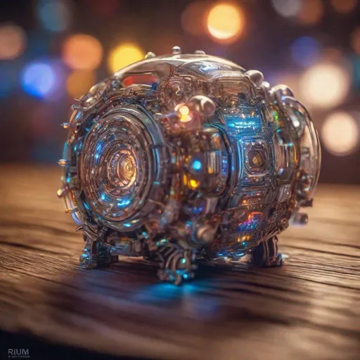 Prompt: Cute leds toy. Mechanical. Intricate on a wood table. Leds., Miki Asai Macro photography, close-up, hyper detailed, trending on artstation, sharp focus, studio photo, intricate details, highly detailed, by greg rutkowski