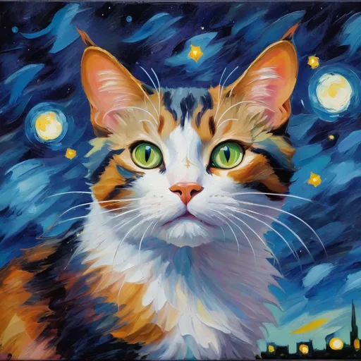 Prompt: "An (impressionist) painting of a cat under the night sky