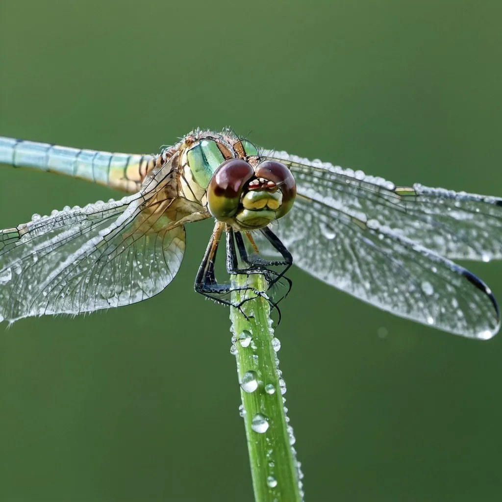 Prompt: Dew drops on a dragonfly