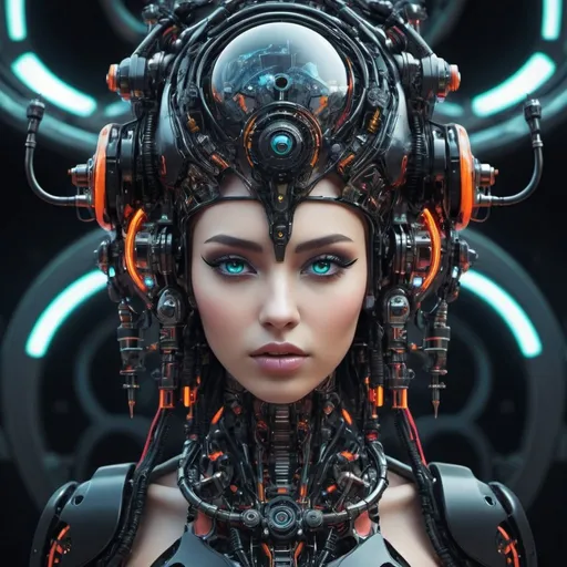 Prompt: <mymodel>Futuristic, surreal machines awakening, black colors, flashy style, surrealistic, vibrant, vivid, cybernetic, detailed machinery, high quality, misc-tribal, surrealism, cyberpunk, vibrant colors, detailed, futuristic machines, awakening, flashy, cybernetic