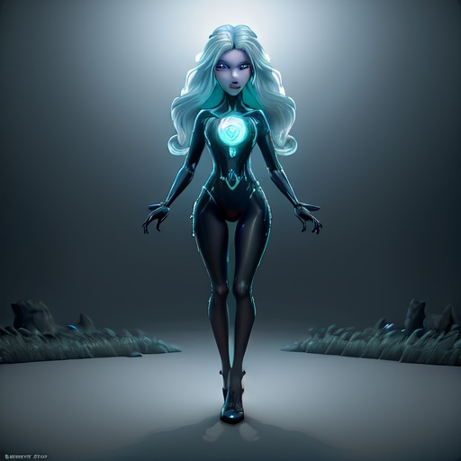 Prompt: Generate an ultra high definition (8k) image of a stunning Ghost Woman walking through a forest, long silver hair blown by the wind, necromancer. The image should be a close-up, capturing her in motion in a low-cut outfit. The woman should be adorned with a large amount of jewelry with occult symbols, showing intricate and hyper-realistic details. The overall aesthetic of the image should be a mix of neo-futuristic glamor and dark, mystical elements. To emphasize the beauty and mystique of the woman, use edge lighting, moonlight, global neon lighting and other dark neon lighting techniques. Attention to symmetry is crucial to achieving a masterpiece, and the image must pay close attention to small details, macro details and ultra-detailed textures. Additionally, incorporate volumetric lighting for a sense of depth and realism. Realistic reflections on surfaces will improve the overall image quality. The end result should be incredible, with cinematic effects and an inner glow that adds to the mysterious atmosphere., Mysterious