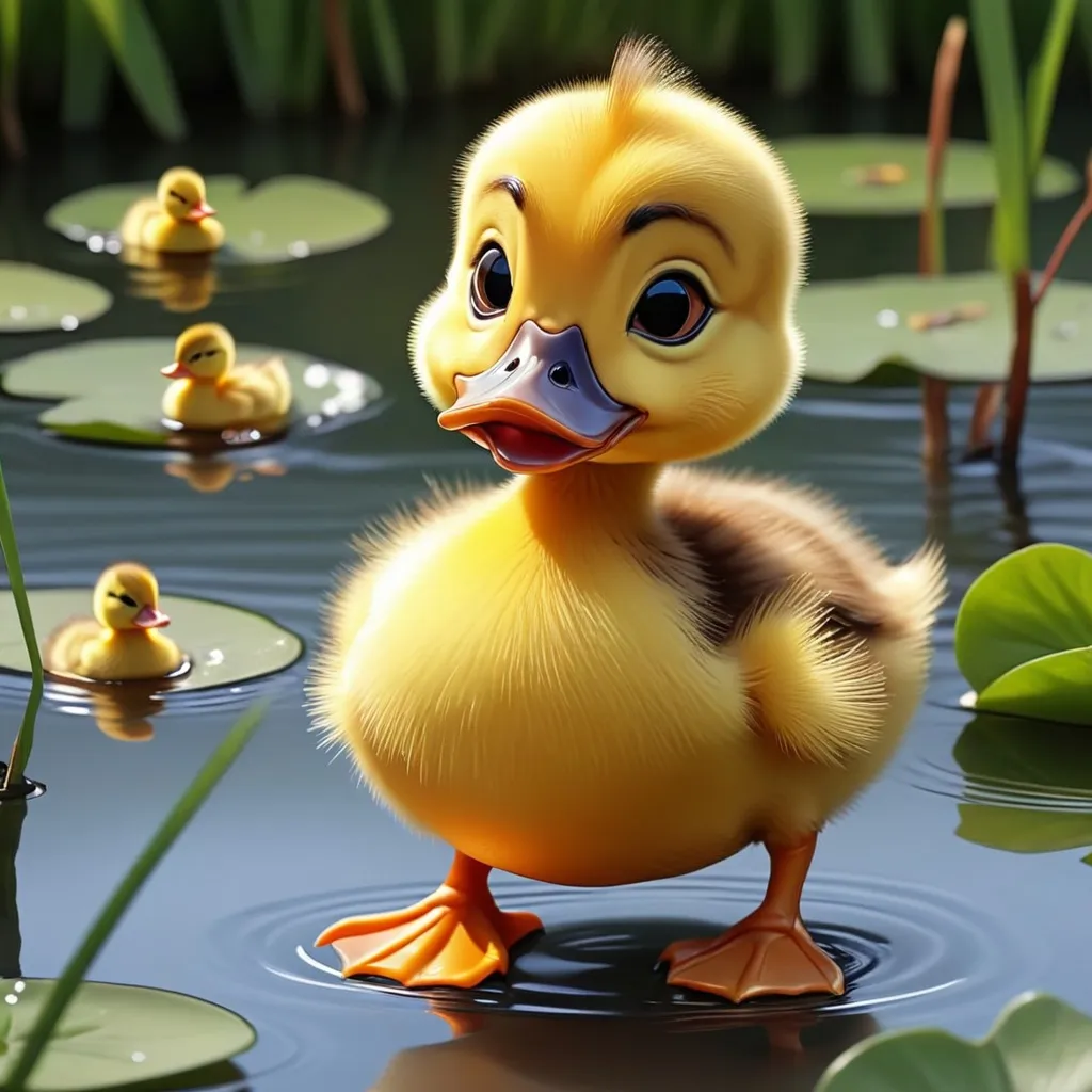 Prompt: a caa cartoon ducklingrtoon duckling