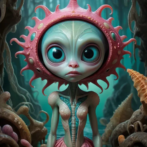 Prompt: 
ultra highly detailed, 

luminism, an alien, 

descendants of aquatic creatures, 

now adapted to earth , 



cinematic,

32k,

finnish folklore,

detailed ink,

acrylic,

Kraola,

Nicoletta Ceccoli,

Beeple,

Jeremy Ketner Todd Lockwood,

storybook illustration,

extremely large sharp luminous eyes,

traditional finnish interior,

fairy tale,

storybook,

mystical,

very detailed unusual very detailed,

difficult,

difficult posture,

masterpiece,

high quality,

bright colors,

intricate patterns