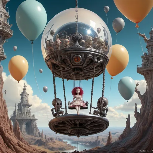 Prompt: dolls on a swing, fantasy surrealism melting clocks, Salvador Dalí and balloons dolls demons, My nightmares, hyper detailed, mark ryden, greg rutkowski, trending on artstation, ethereal, galactic, radiant, akihito yoshida, karol bak, mark brooks, eat brain cyborg on starship with alien and hyper detailed art fantasy art greg rutkowski artstation" hyperrealism, bob byerley""", global illumination, detailed, outer space, vanishing point, super highway, high speed, digital render, digital painting, beeple, noah bradley, cyril roland, ross tran, trending on artstation, ultra hd, realistic, vivid colors, highly detailed, UHD drawing, pen and ink, perfect composition, beautiful detailed intricate insanely detailed octane render trending on artstation, 8k artistic photography, photorealistic concept art, soft natural volumetric cinematic perfect light, trending on artstation, sharp focus, studio photo, intricate details, highly detailed, by greg rutkowski