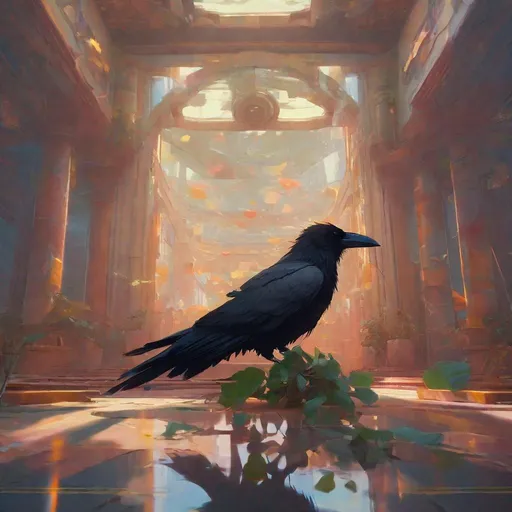 Prompt: The crow laughed and said, "Yes bird, there is no doubt about it. The real good fortune lies in friendship."
, unreal engine, greg rutkowski, loish, rhads, beeple, makoto shinkai and lois van baarle, ilya kuvshinov, rossdraws, tom bagshaw, alphonse mucha, global illumination, detailed and intricate environment