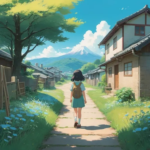 Prompt: The Village Where Spring Disappeared, 5-Year-Old Luna Visits Spring for the First Time, Turquoise, Golden Ratio, Fake Details, Trendy Pixiv Fan Box, Acrylic Palette Knife, Makoto Shinkai Studio Ghiblienshin Impact James Gilead Greg Rutowski Chiho-Oshima, golden ratio, fake detail, trending pixiv fanbox, acrylic palette knife, style of makoto shinkai studio ghibli genshin impact james gilleard greg rutkowski chiho aoshima