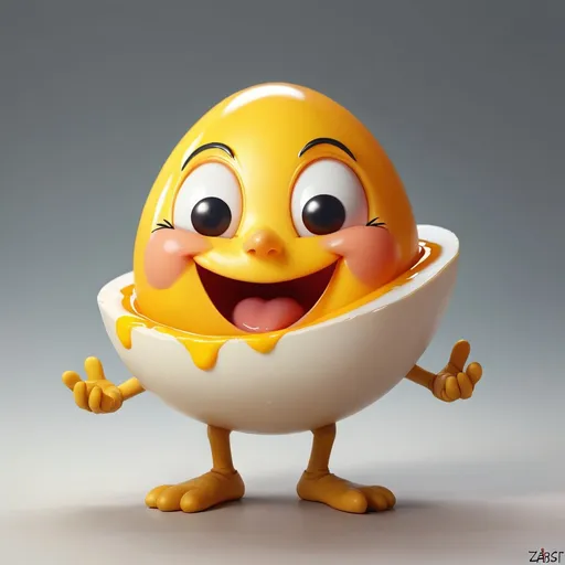 Prompt: Happy yellow yolk character by Zabist