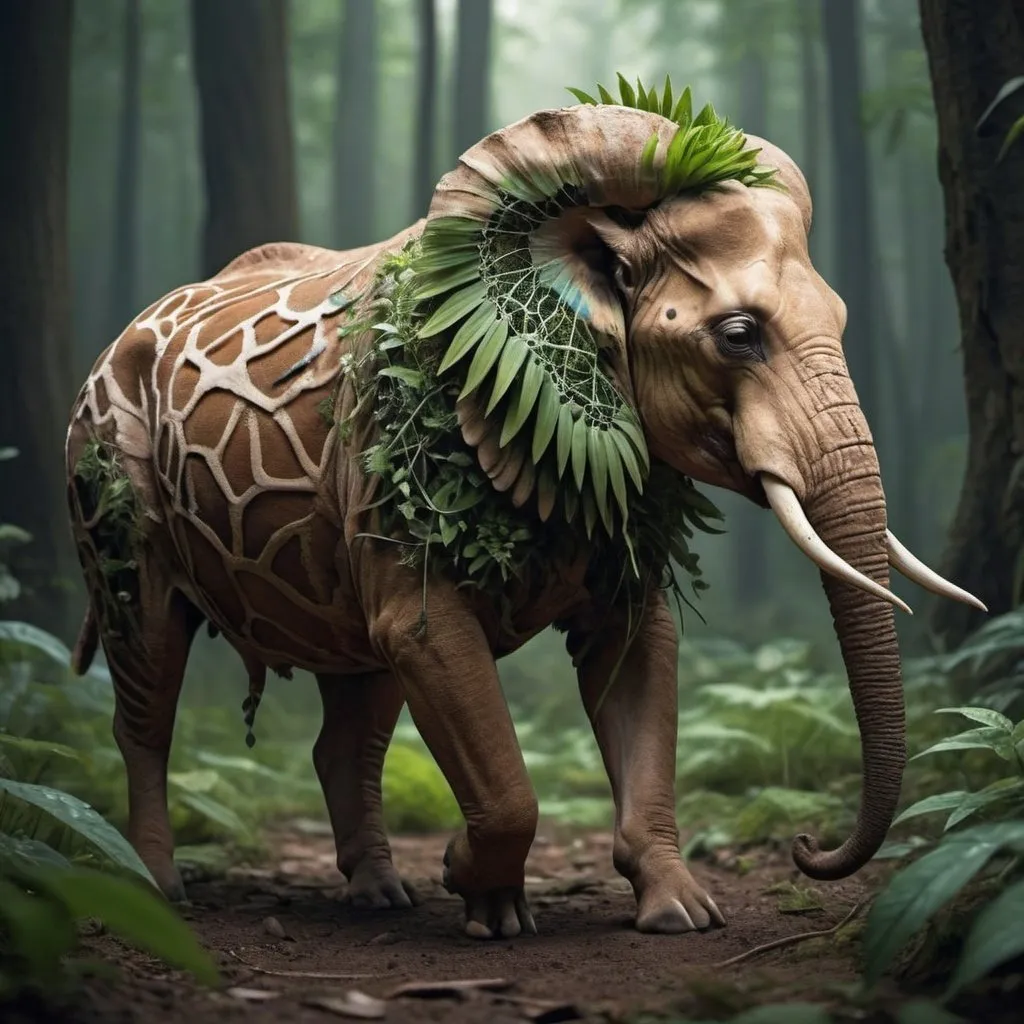 Prompt: This animal has characteristics of both animals and plants, showing the diversity and complexity of nature. AI can create such unique and ingenious animals, Mysterious