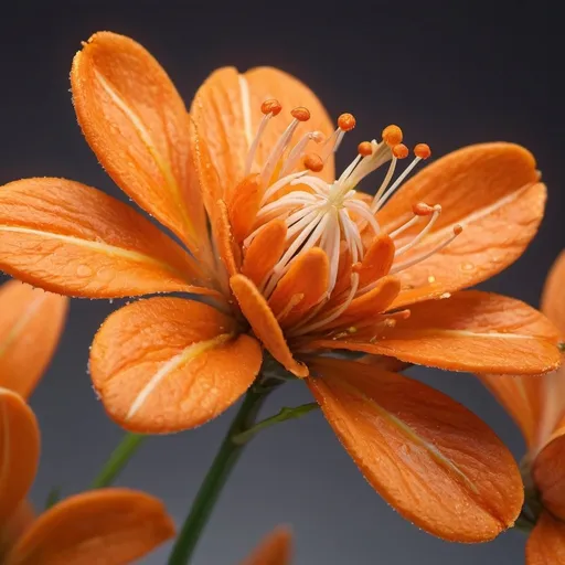 Prompt: 3 dimensions, orange flowers, real picture, plain background, 2 sprigs , Miki Asai Macro photography, close-up, hyper detailed, trending on artstation, sharp focus, studio photo, intricate details, highly detailed, by greg rutkowski