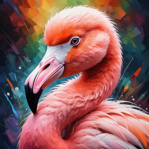 Prompt: Splendid portrait of A baby flamingo l! :: breathtaking cover art by Leonid Afremov, Brian Kesinger, Alena Aenami, Erin Hanson, Jean Baptiste Monge, insanely detailed, triadic color