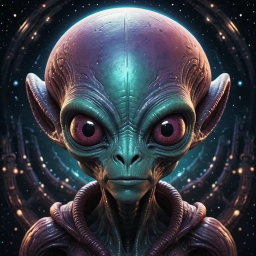 Prompt: Cute alien 4k, centered, symmetry, painted, intricate, volumetric lighting, beautiful, rich deep colors masterpiece, sharp focus, ultra detailed, in the style of dan mumford and marc simonetti, astrophotography