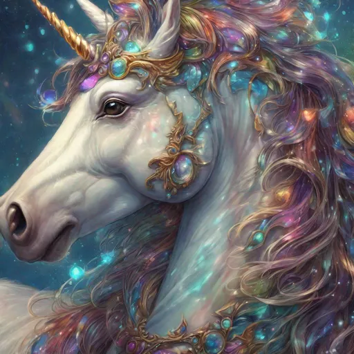 Prompt: Art by Wendy Jay, a close up multicolored,  Spirit Unicorn against amazing background, intricately detailed, digital art, Jean-Baptiste Monge style, bright, intricately detailed, beautiful, splash, Glittering, cute and adorable, filigree, rim lighting, lights, extremely, magic, surreal, fantasy, digital art, wlop, artgerm and james jean, sf, intricate artwork masterpiece, ominous, matte painting movie poster, golden ratio, trending on cgsociety, intricate, epic, trending on artstation, by artgerm, h. r. giger and beksinski, highly detailed, vibrant, production cinematic character render, ultra high quality model