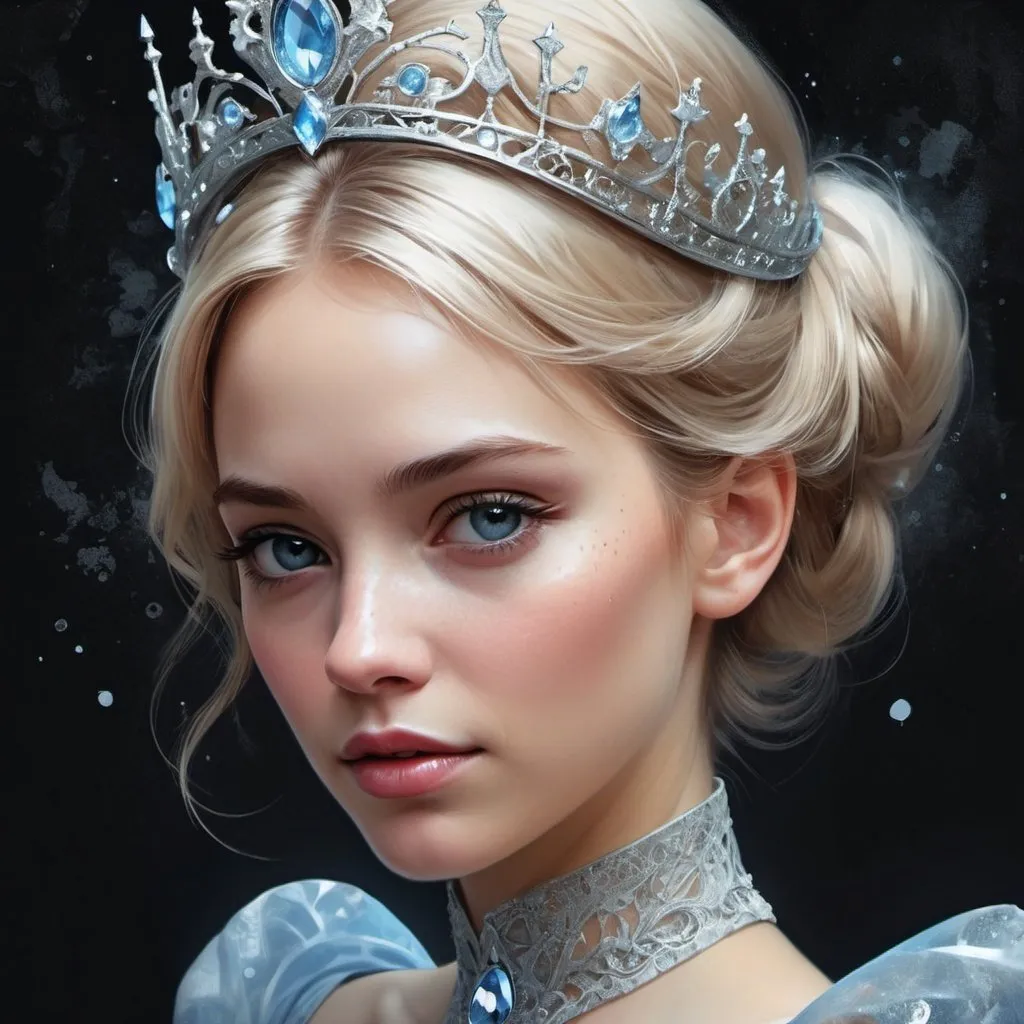Prompt: portrait of gorgeous Princess Cinderella : shiny aura : highly detailed : silver filigree : intricate motifs : organic tracery : by Android jones : Russ mills : Januz Miralles : Hikari Shimoda : constellations map by W. Zelmer : perfect composition : digital painting : artstation : smooth : sharp focus : sparkling particles