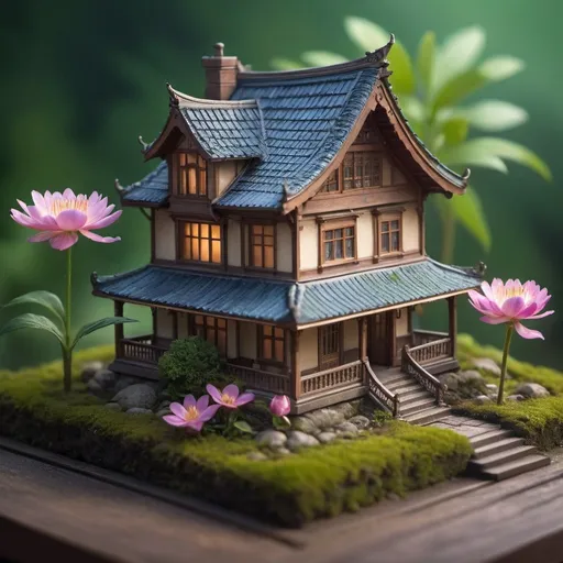 Prompt: a ground stand a beautiful house and beautiful flower , Miki Asai Macro photography, close-up, hyper detailed, trending on artstation, sharp focus, studio photo, intricate details, highly detailed, by greg rutkowski, Miki Asai Macro photography, close-up, hyper detailed, trending on artstation, sharp focus, studio photo, intricate details, highly detailed, by greg rutkowski