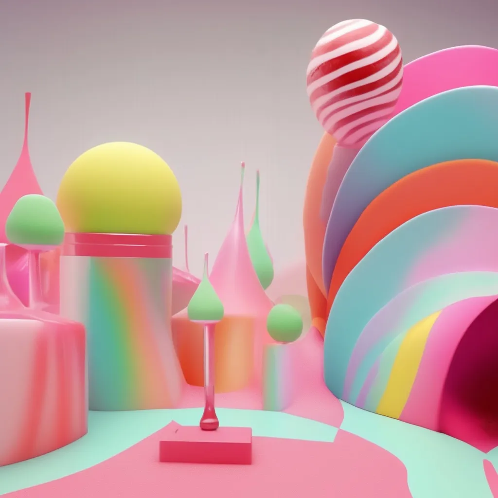 Prompt: Netflix sandman desire realm meets candy land hd. Minimalist and sleek conceptual environment. Surrealism