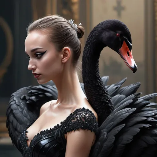 Prompt: A Black Swan 
digital painting, trending on artstation, sharp focus, studio photo, intricate details