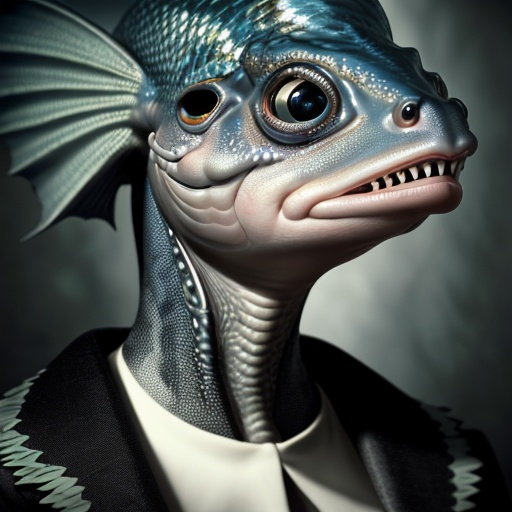 Prompt: photorealism, an anthropomorphic lady fishface hybrid creature holding a bible, extremely realistic, sharp details, shot by Steven Klein and Nan Goldin, intricately detailed background, photorealism, insanely detailed face, perfect pupils, expressive eyes, ambient lighting, intricately detailed location, HD, 8k