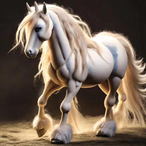 Prompt: cream colored belgin draft horse, heavy feathering on legs, long flowing white mane and tail, realistic, highly detailed fur, close up on horse, running, my little pony hay cutie mark --niji 5 --style cute --ar 9:16