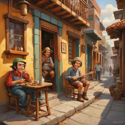 Prompt: El Chavo del Ocho, Mexico City, warm atmosphere, cartoony style, extremely detailed painting by Greg Rutkowski and by Henry Justice Ford and by Steve Henderson 

