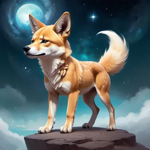 Prompt: ethereal fantasy concept art of  chibi Australian dingo. magnificent, celestial, ethereal, painterly, epic, majestic, magical, fantasy art, cover art, dreamy, by VVinchi