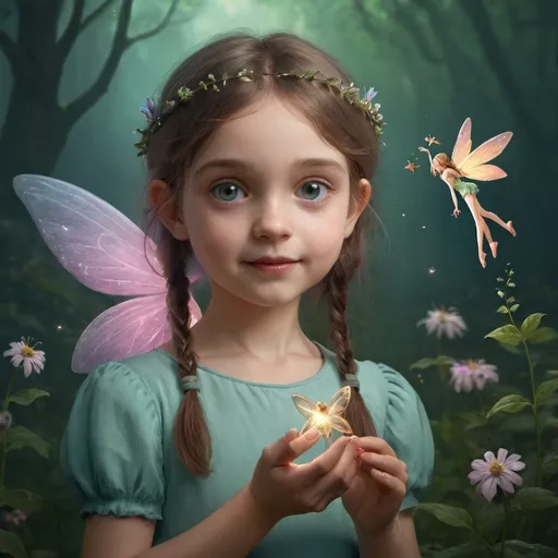 Prompt: girl with a fairy friend