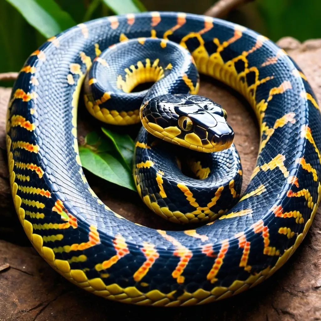 Prompt: a beautiful snake with a pattern on the back